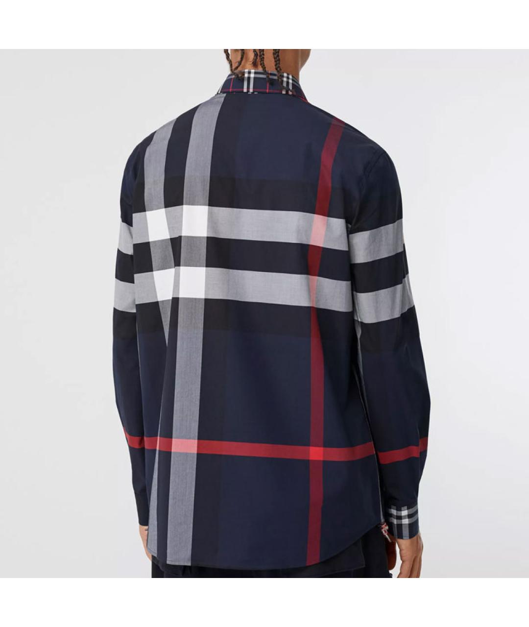 BURBERRY Темно-синяя хлопковая кэжуал рубашка, фото 3