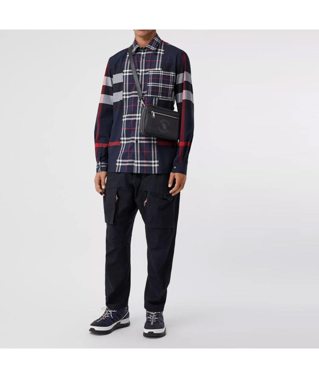 BURBERRY Темно-синяя хлопковая кэжуал рубашка, фото 2