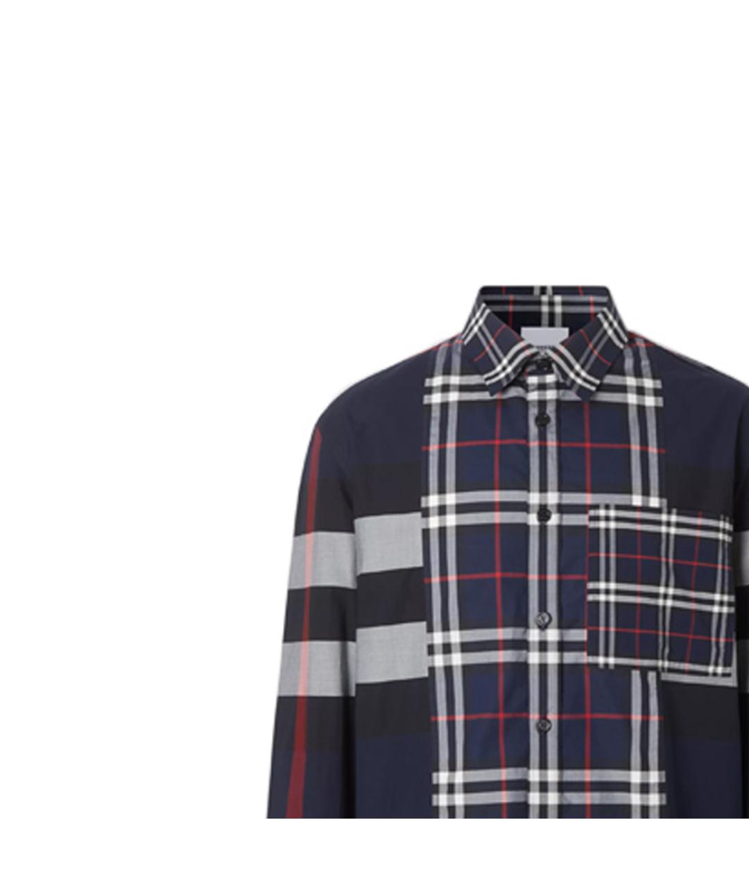 BURBERRY Темно-синяя хлопковая кэжуал рубашка, фото 5