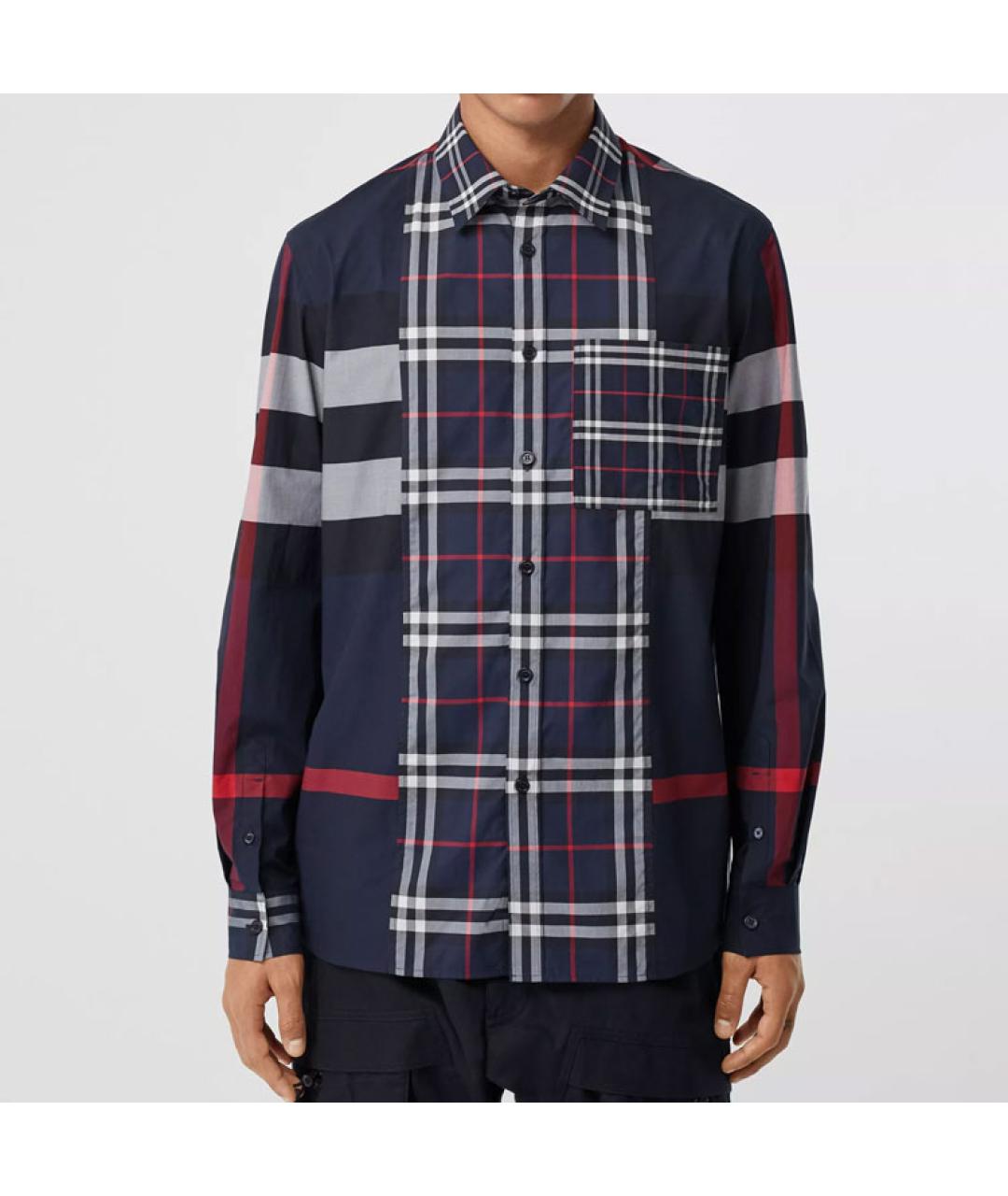 BURBERRY Темно-синяя хлопковая кэжуал рубашка, фото 4