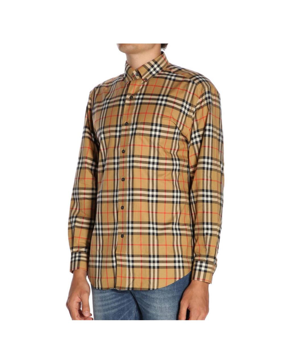 BURBERRY Бежевая хлопковая кэжуал рубашка, фото 4