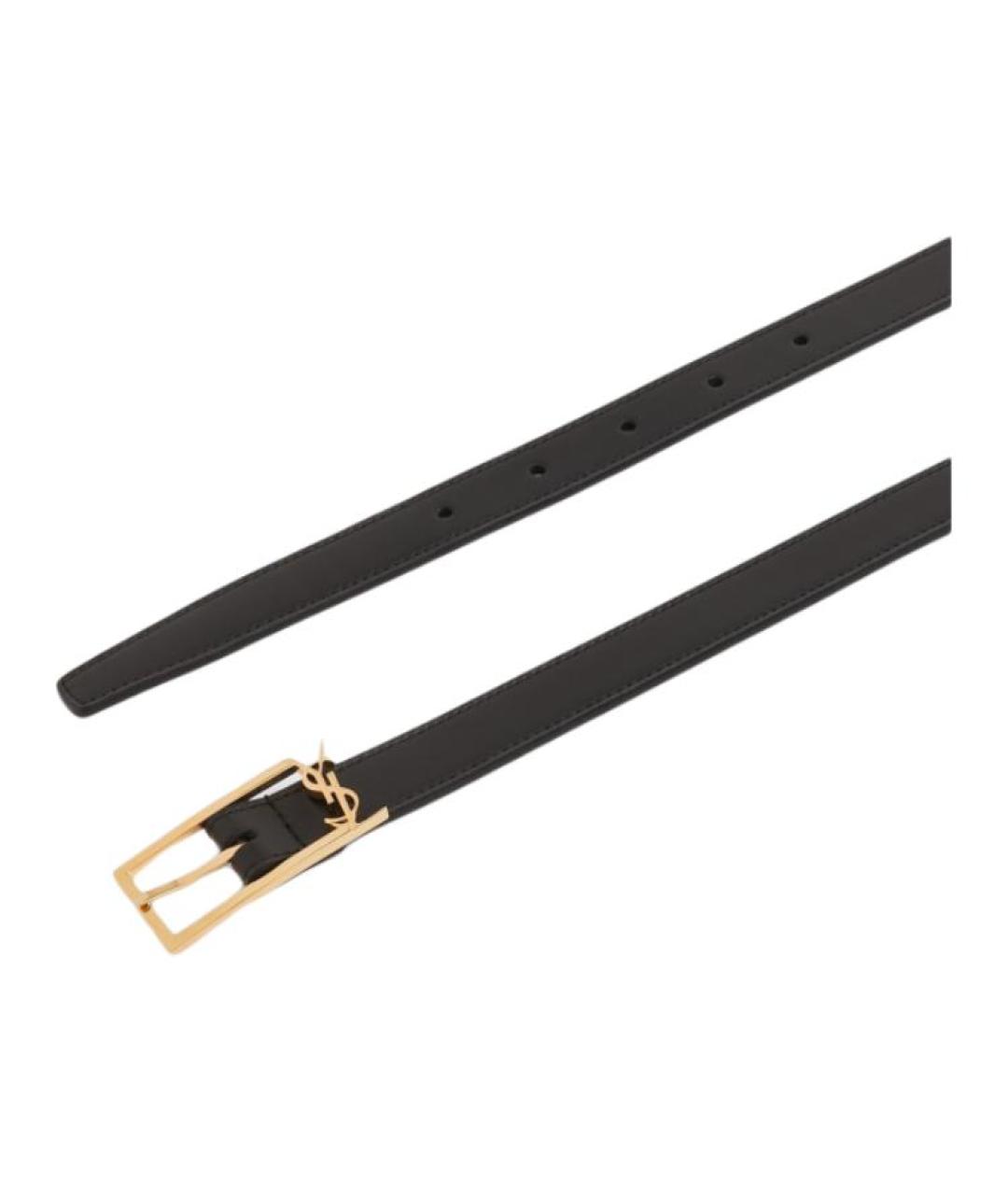 SAINT LAURENT Черный кожаный ремень, фото 3