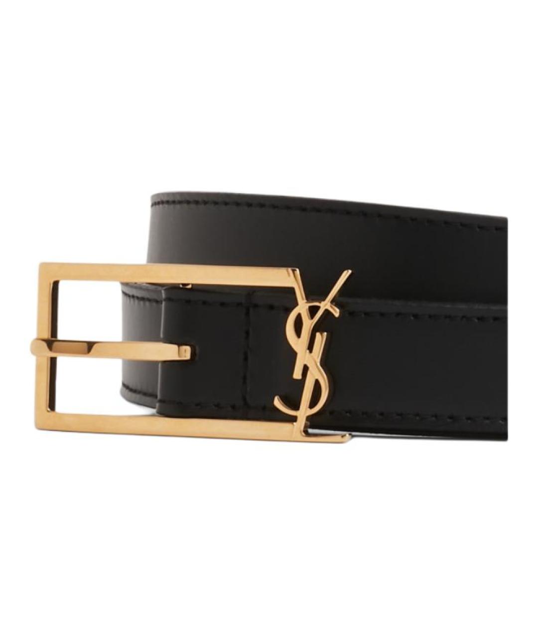 SAINT LAURENT Черный кожаный ремень, фото 5