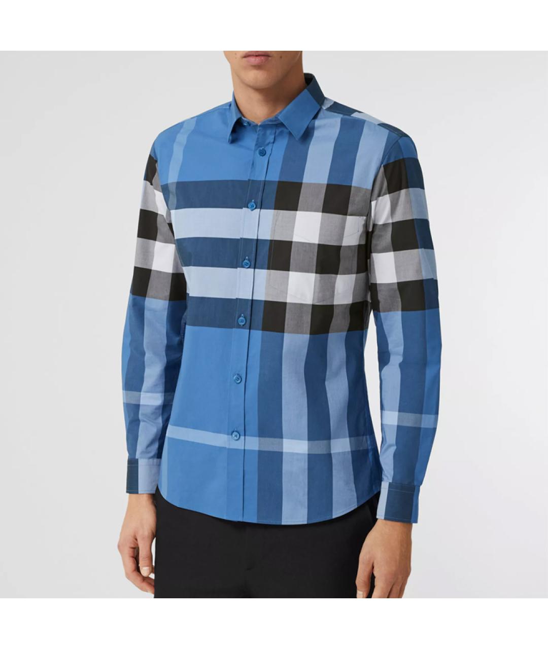 BURBERRY Синяя хлопковая классическая рубашка, фото 3