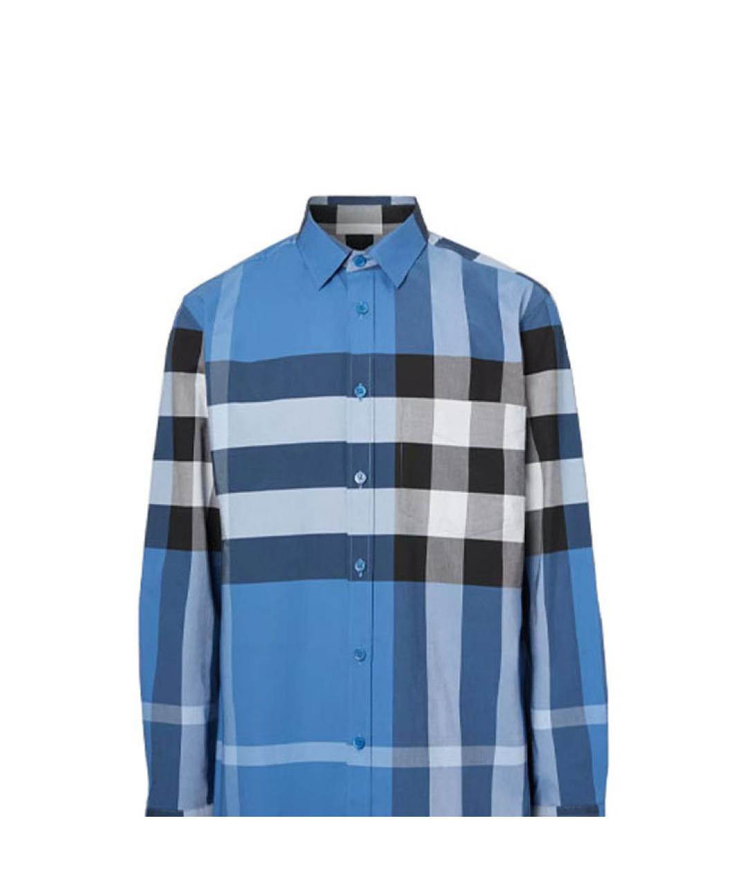 BURBERRY Синяя хлопковая классическая рубашка, фото 5