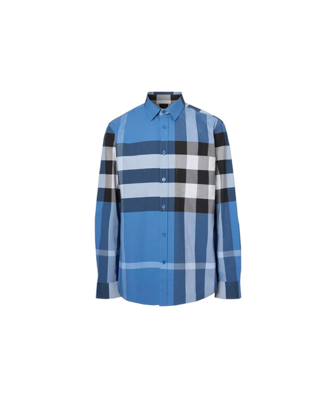BURBERRY Синяя хлопковая классическая рубашка, фото 7