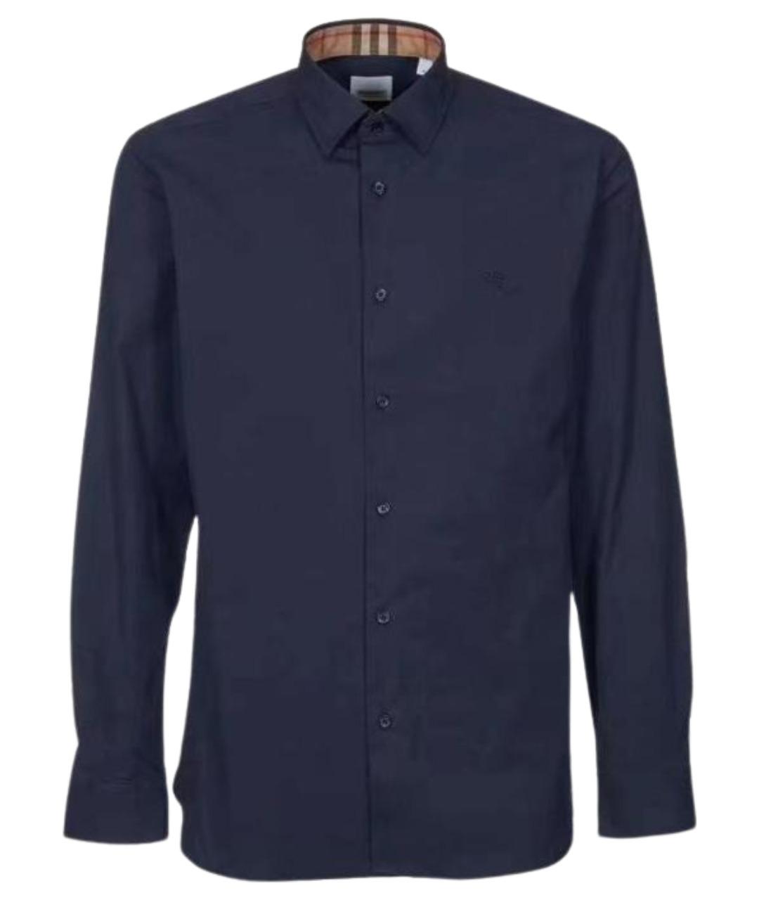 BURBERRY Темно-синяя хлопковая классическая рубашка, фото 1