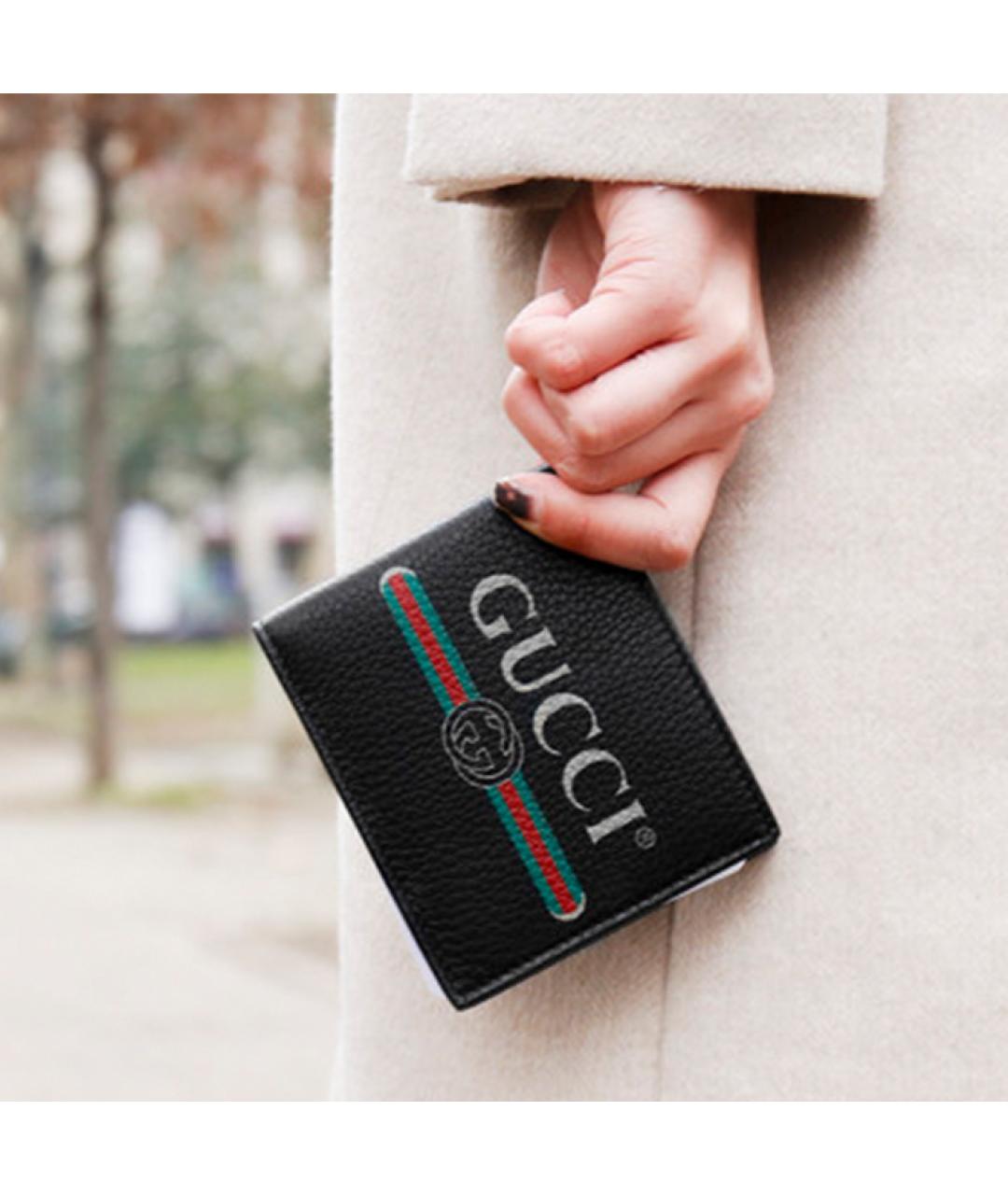 GUCCI Черный кожаный кошелек, фото 7