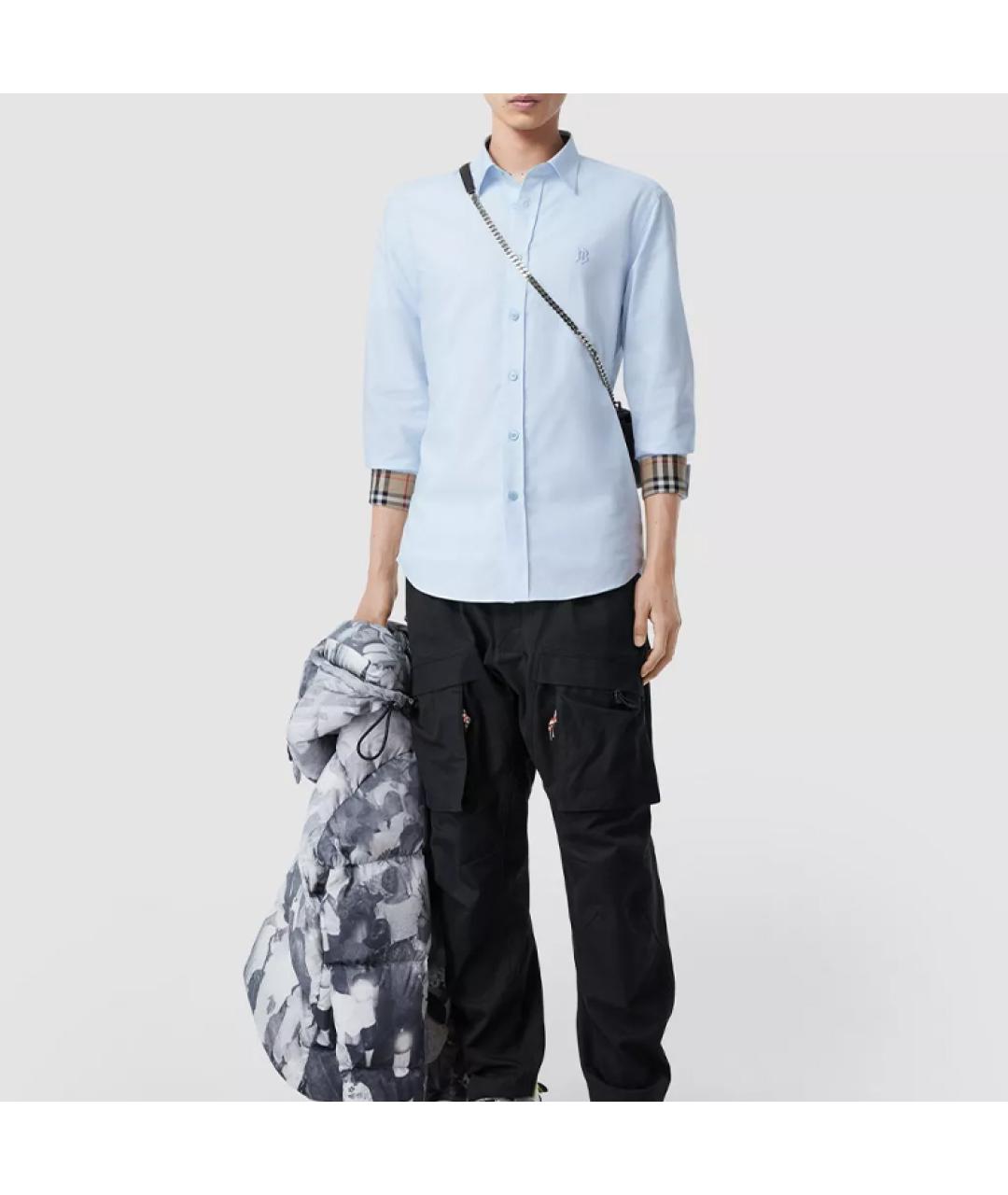 BURBERRY Голубая хлопковая классическая рубашка, фото 5