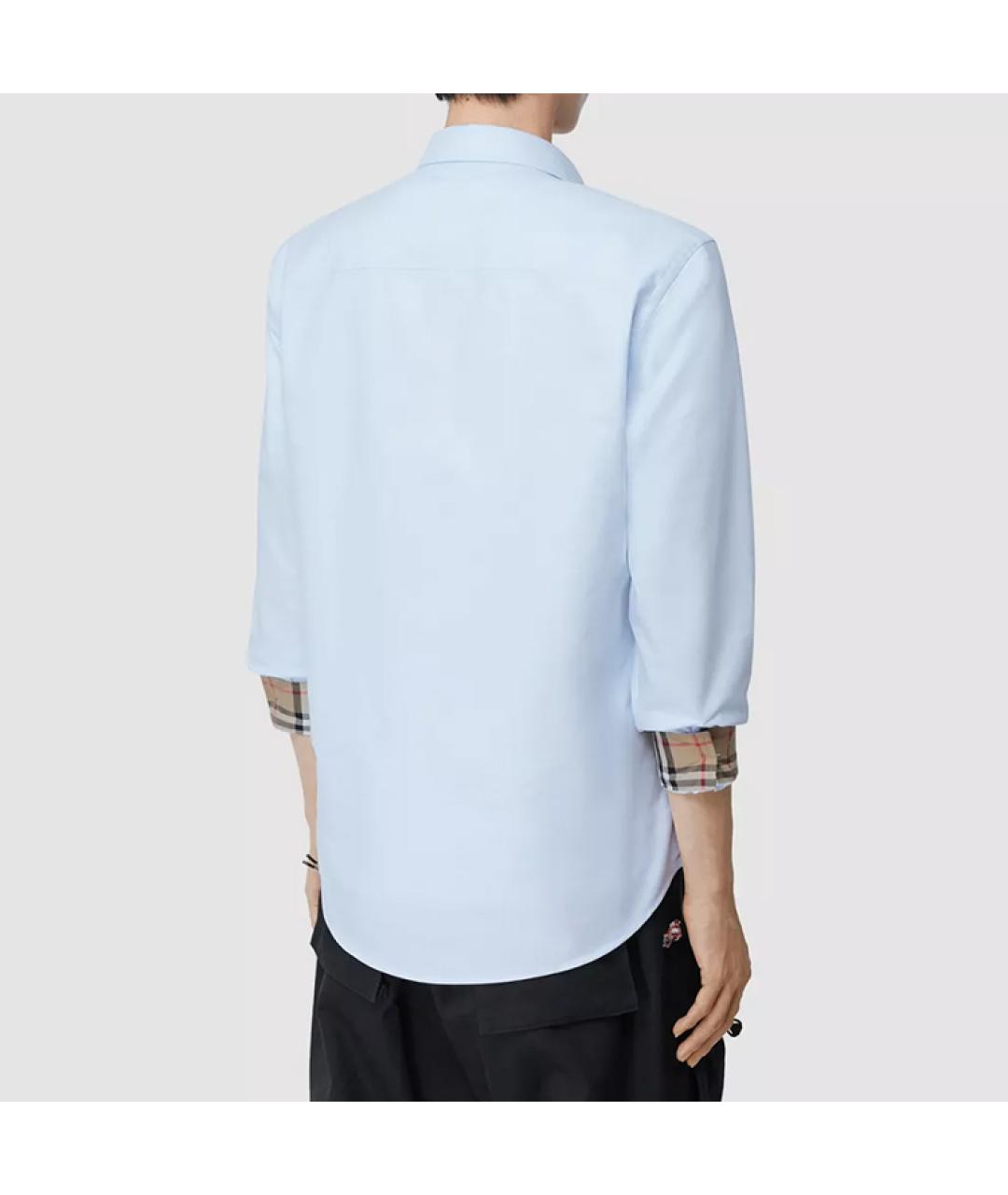 BURBERRY Голубая хлопковая классическая рубашка, фото 4