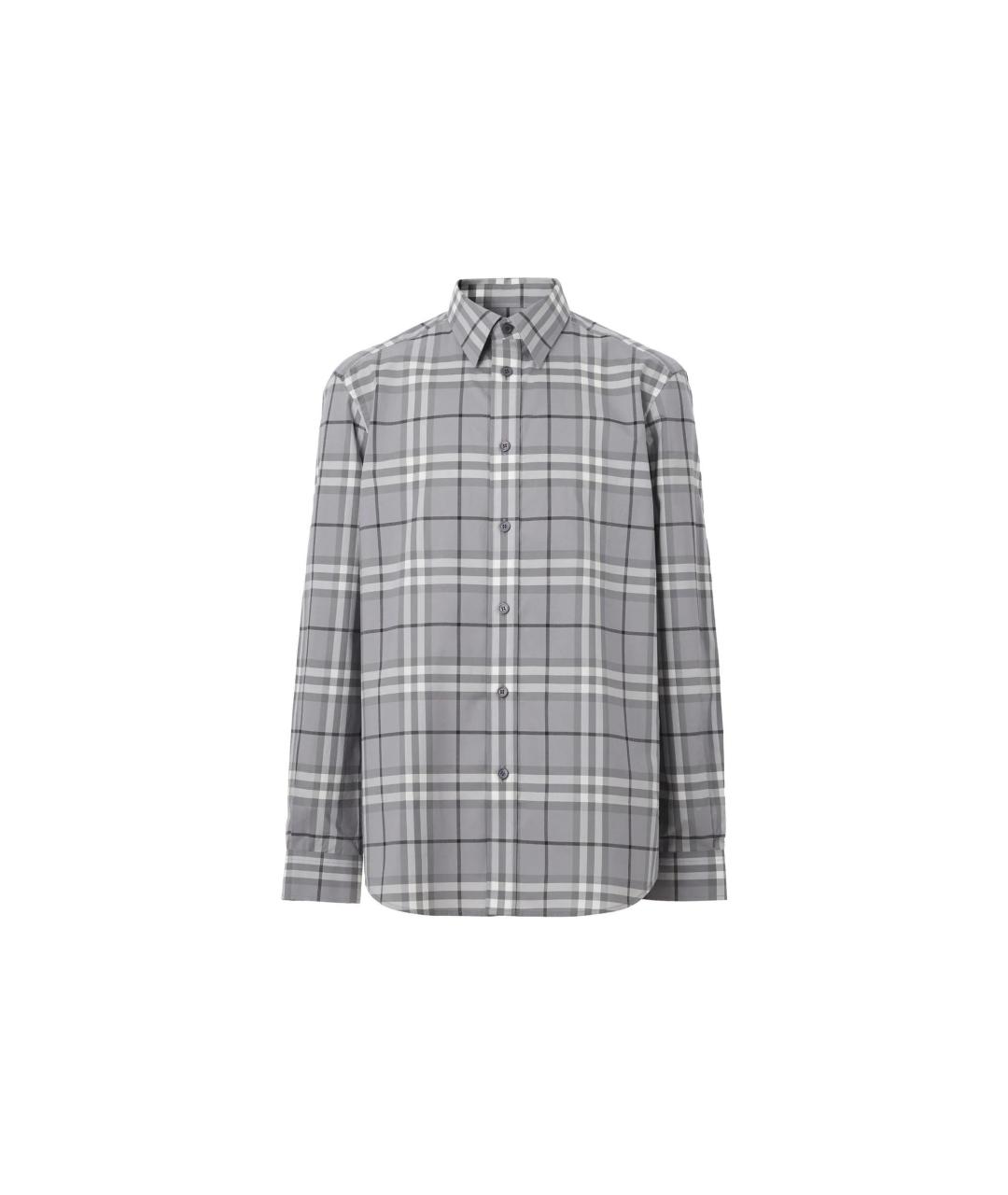 BURBERRY Серая хлопковая кэжуал рубашка, фото 6