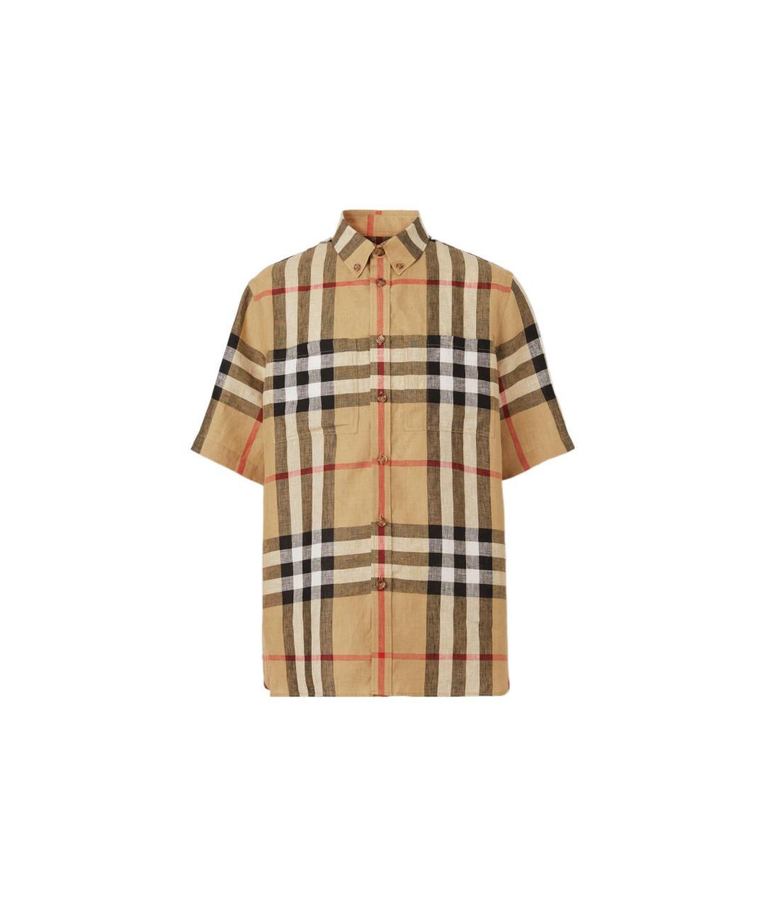 BURBERRY Бежевая льняная кэжуал рубашка, фото 6