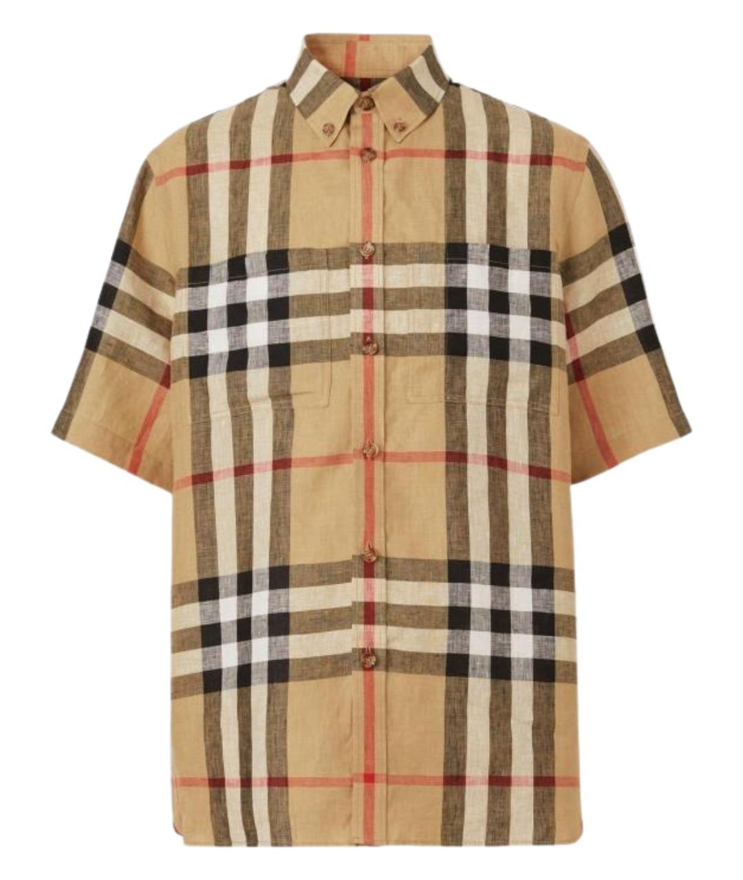 BURBERRY Бежевая льняная кэжуал рубашка, фото 1
