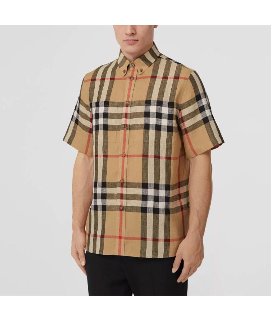 BURBERRY Бежевая льняная кэжуал рубашка, фото 4