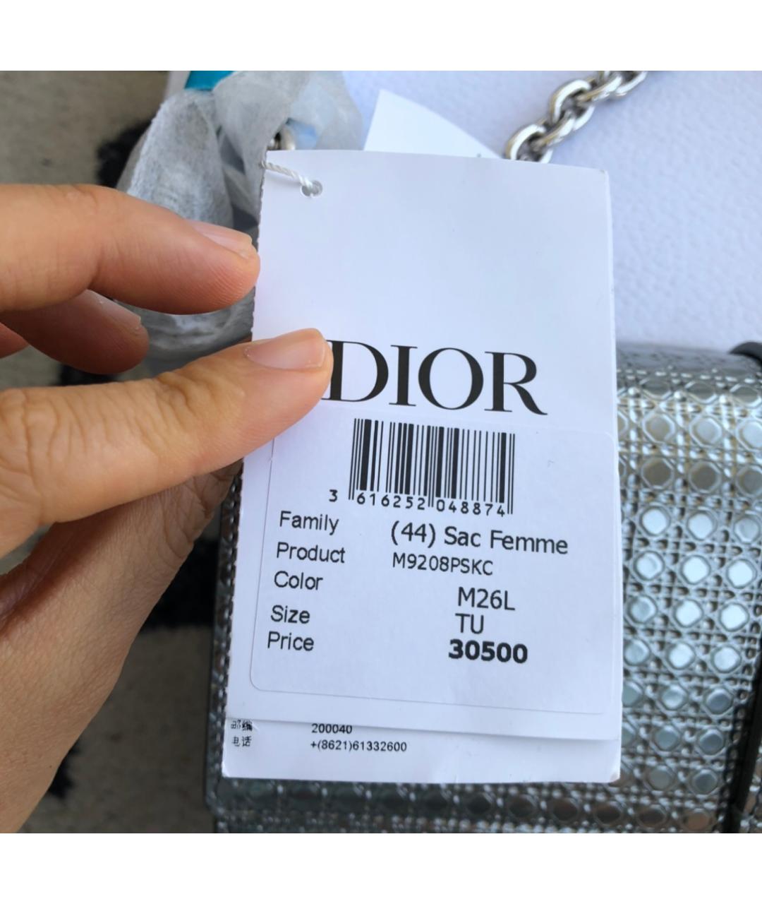 CHRISTIAN DIOR Серебряная кожаная сумка через плечо, фото 6