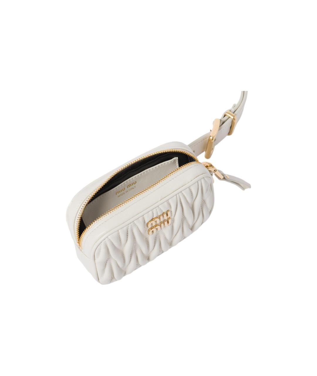 MIU MIU Белая кожаная поясная сумка, фото 4