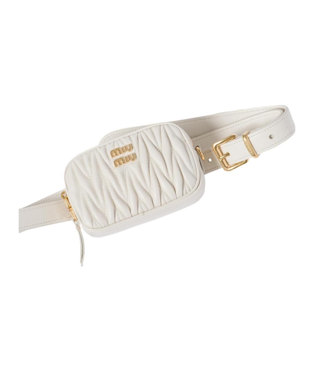 MIU MIU Белая кожаная поясная сумка, фото 2