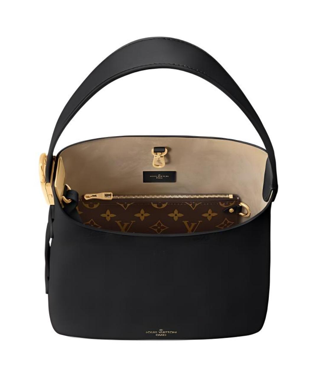 LOUIS VUITTON Черная кожаная сумка тоут, фото 3