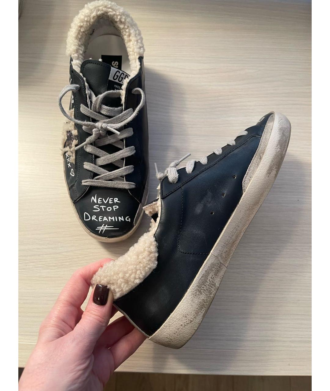 GOLDEN GOOSE DELUXE BRAND Черные кожаные кроссовки, фото 8