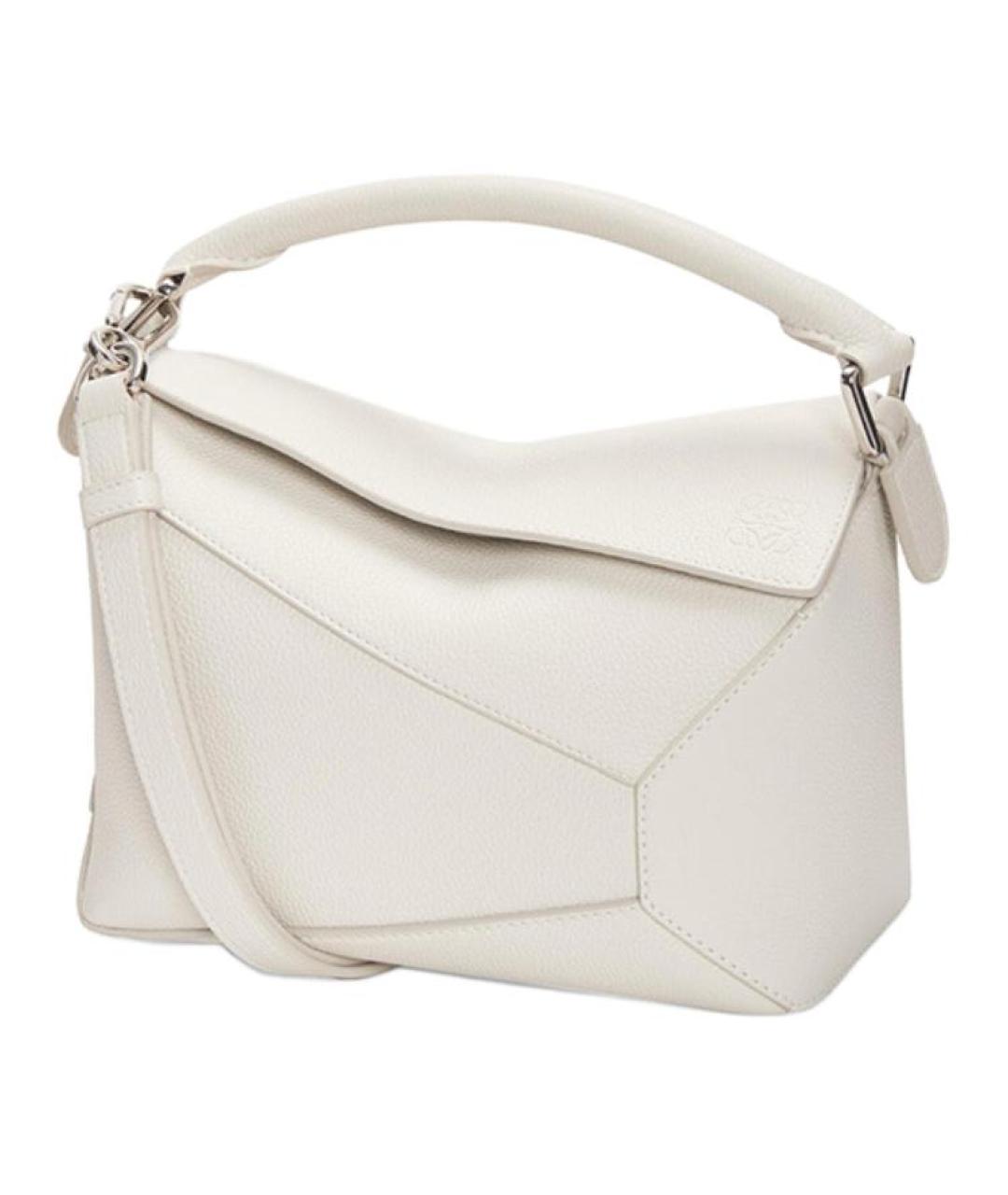 LOEWE Белая кожаная сумка с короткими ручками, фото 1