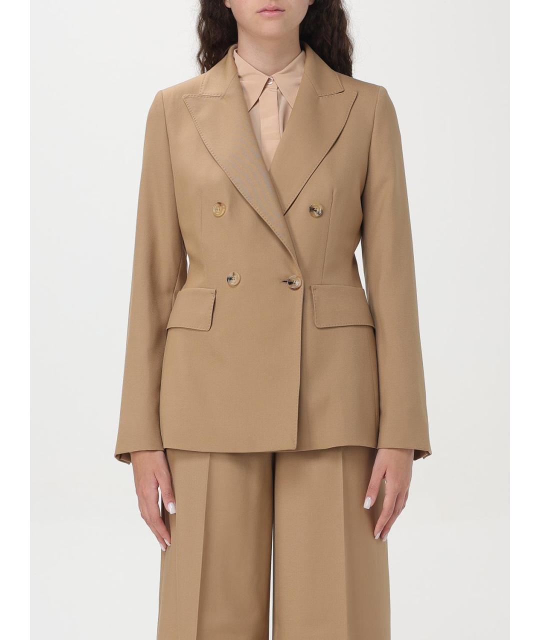 MAX MARA Коричневый шерстяной жакет/пиджак, фото 2