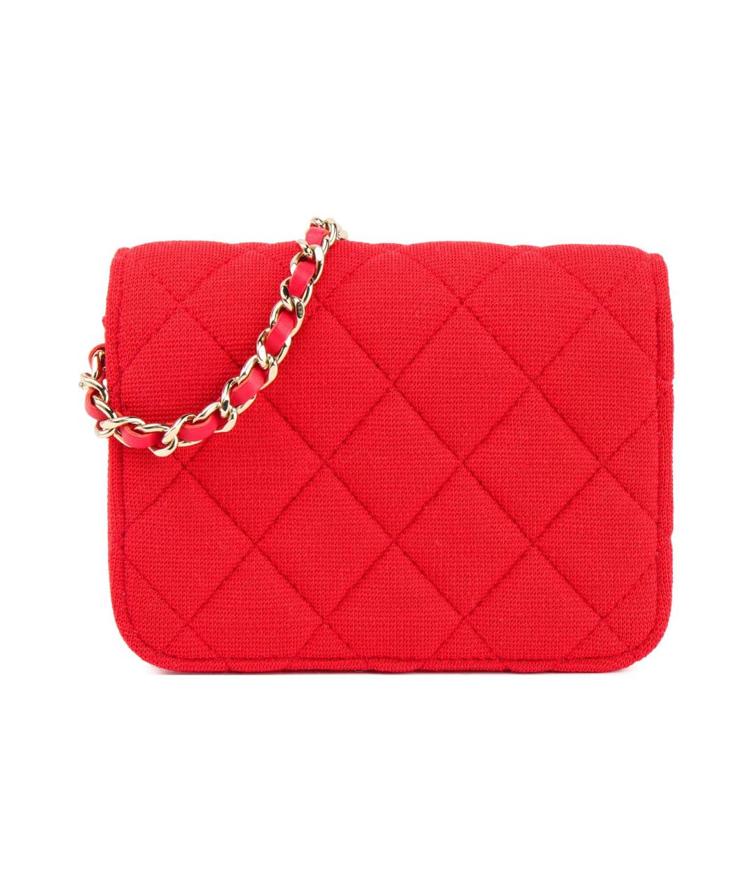 CHANEL Красная тканевая сумка через плечо, фото 3