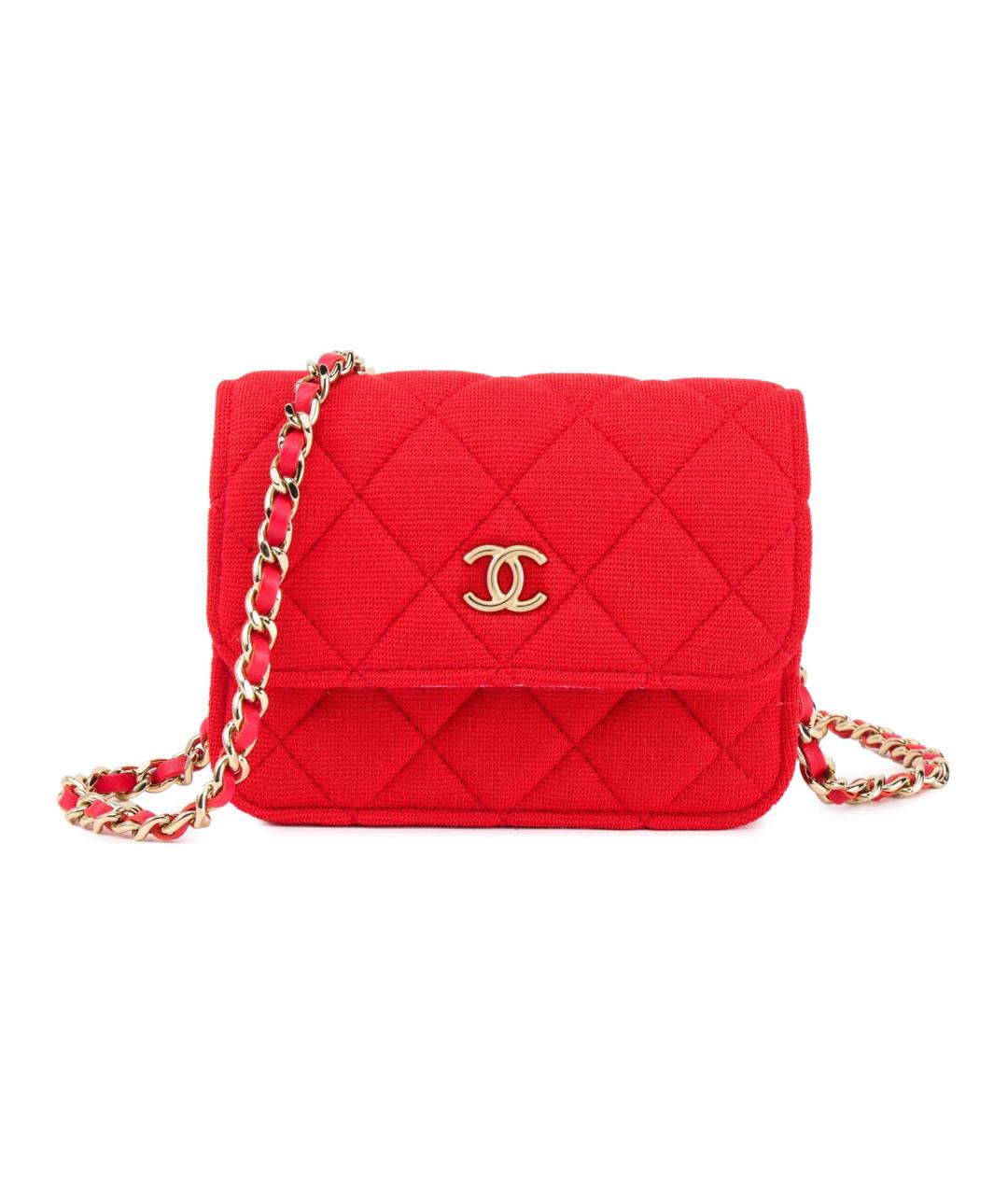 CHANEL Красная тканевая сумка через плечо, фото 1