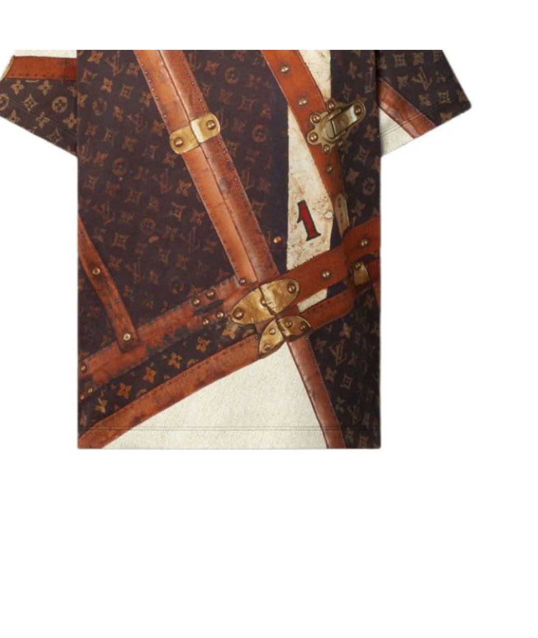 LOUIS VUITTON Коричневая хлопковая футболка, фото 5