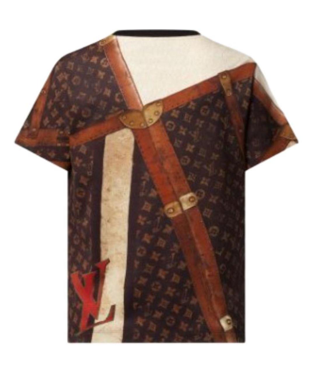 LOUIS VUITTON Коричневая хлопковая футболка, фото 2