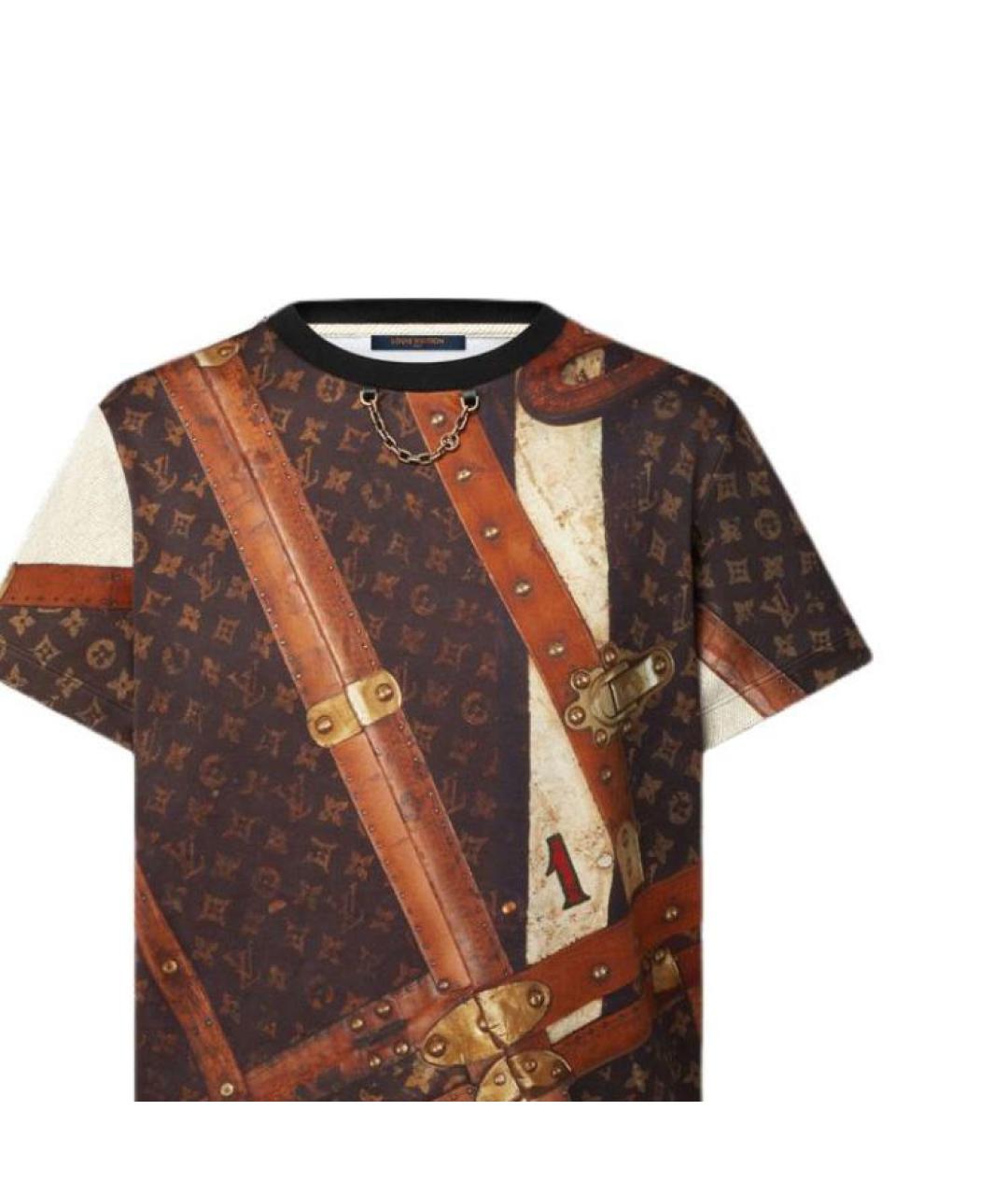LOUIS VUITTON Коричневая хлопковая футболка, фото 4