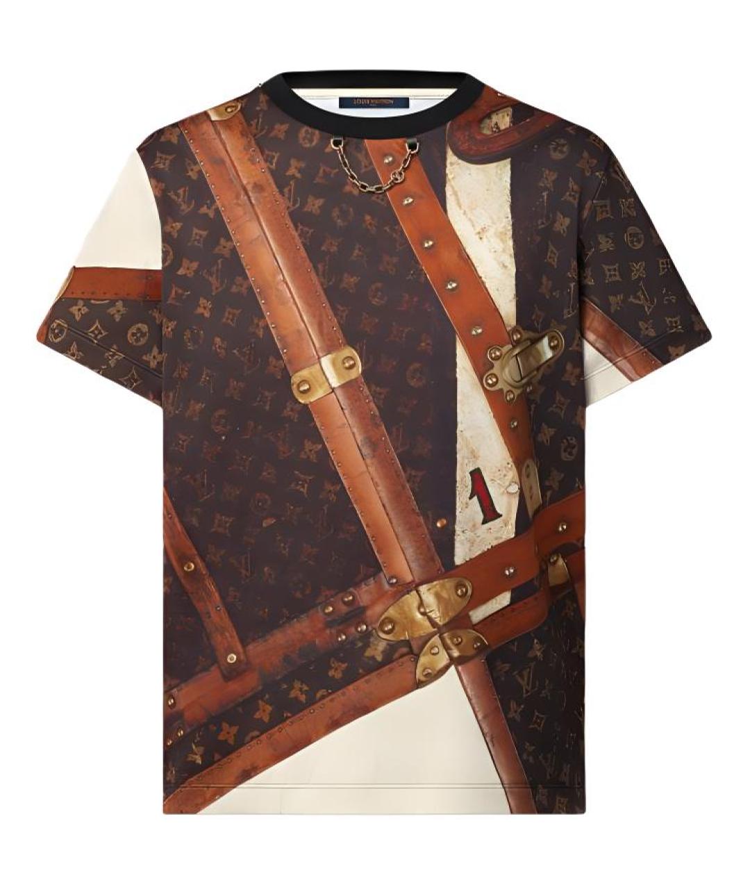 LOUIS VUITTON Коричневая хлопковая футболка, фото 1