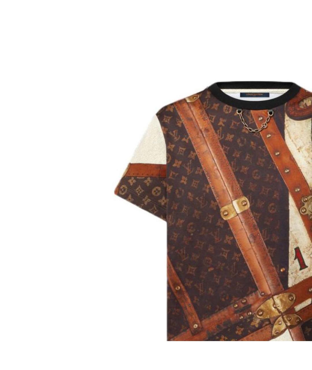 LOUIS VUITTON Коричневая хлопковая футболка, фото 6