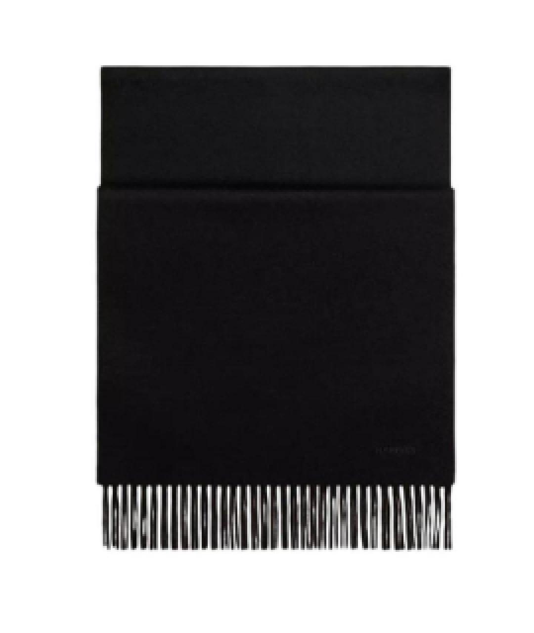 HERMES Черный кашемировый шарф, фото 1