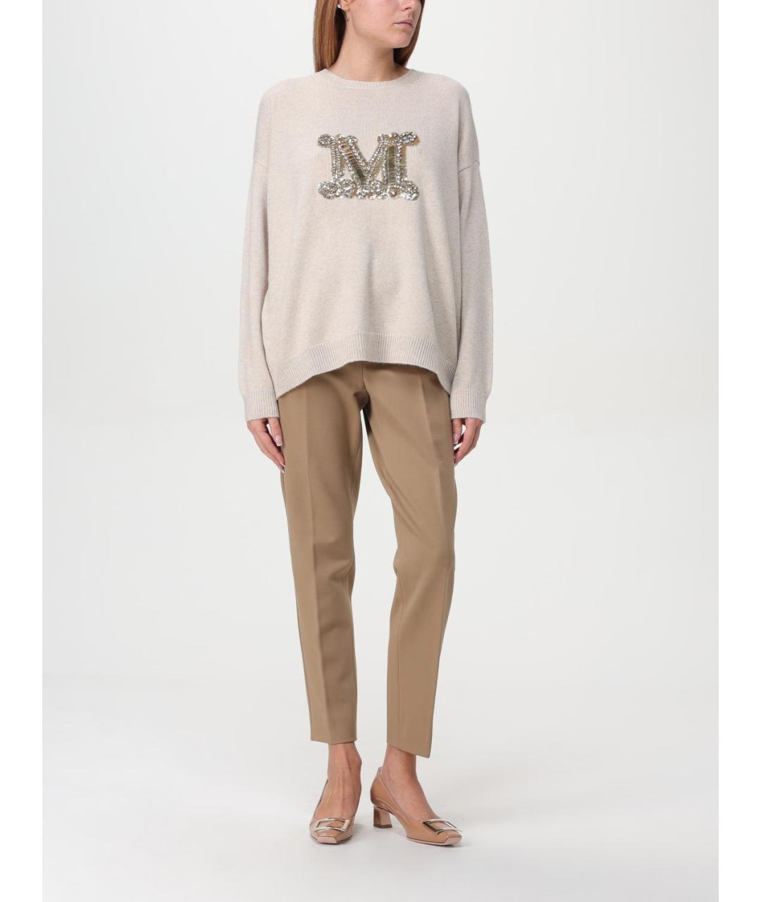 MAX MARA Бежевый шерстяной джемпер / свитер, фото 3