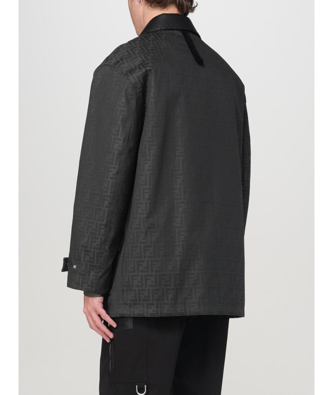 FENDI Антрацитовая кожаная куртка, фото 4