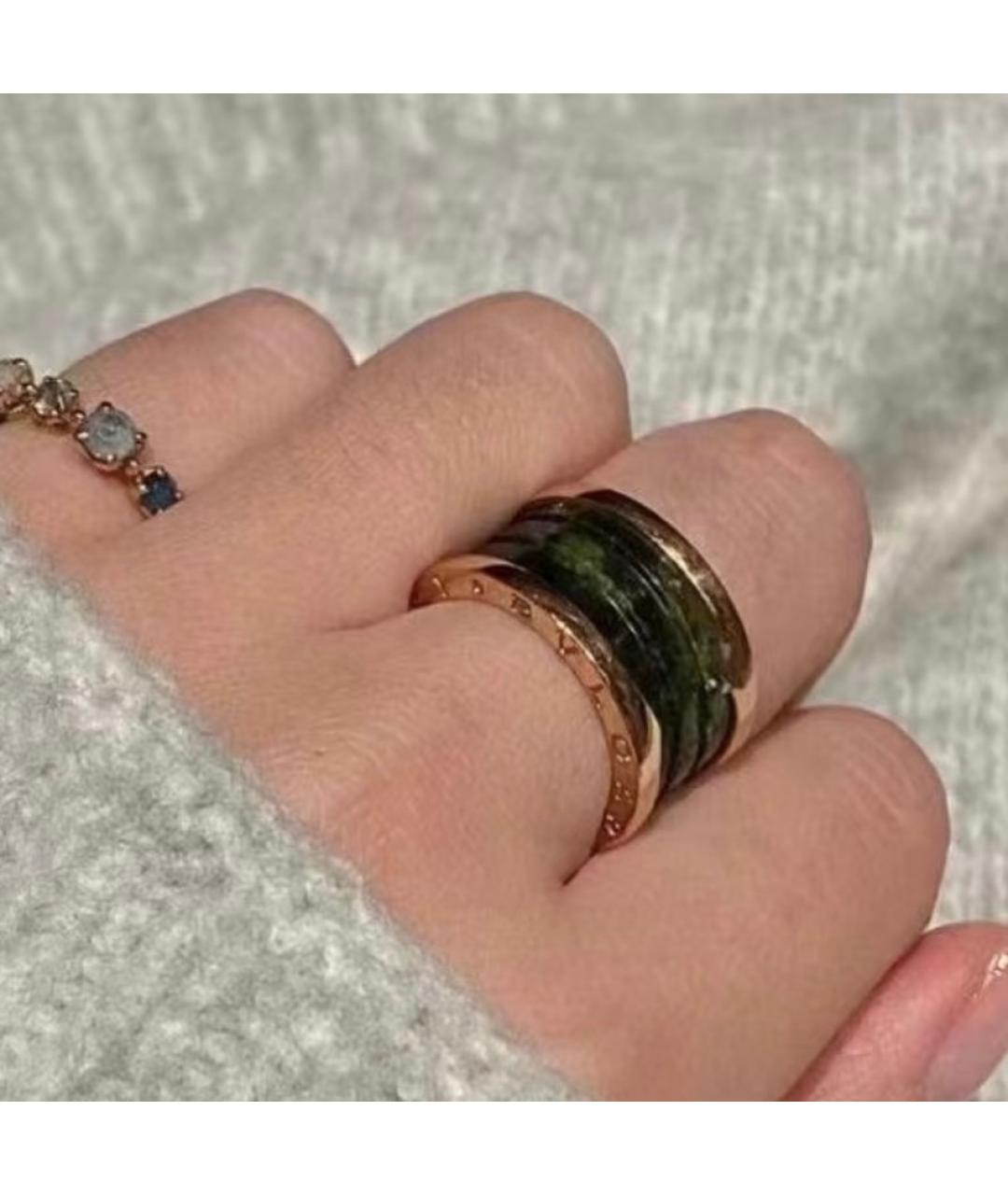 BVLGARI Зеленое кольцо из розового золота, фото 7