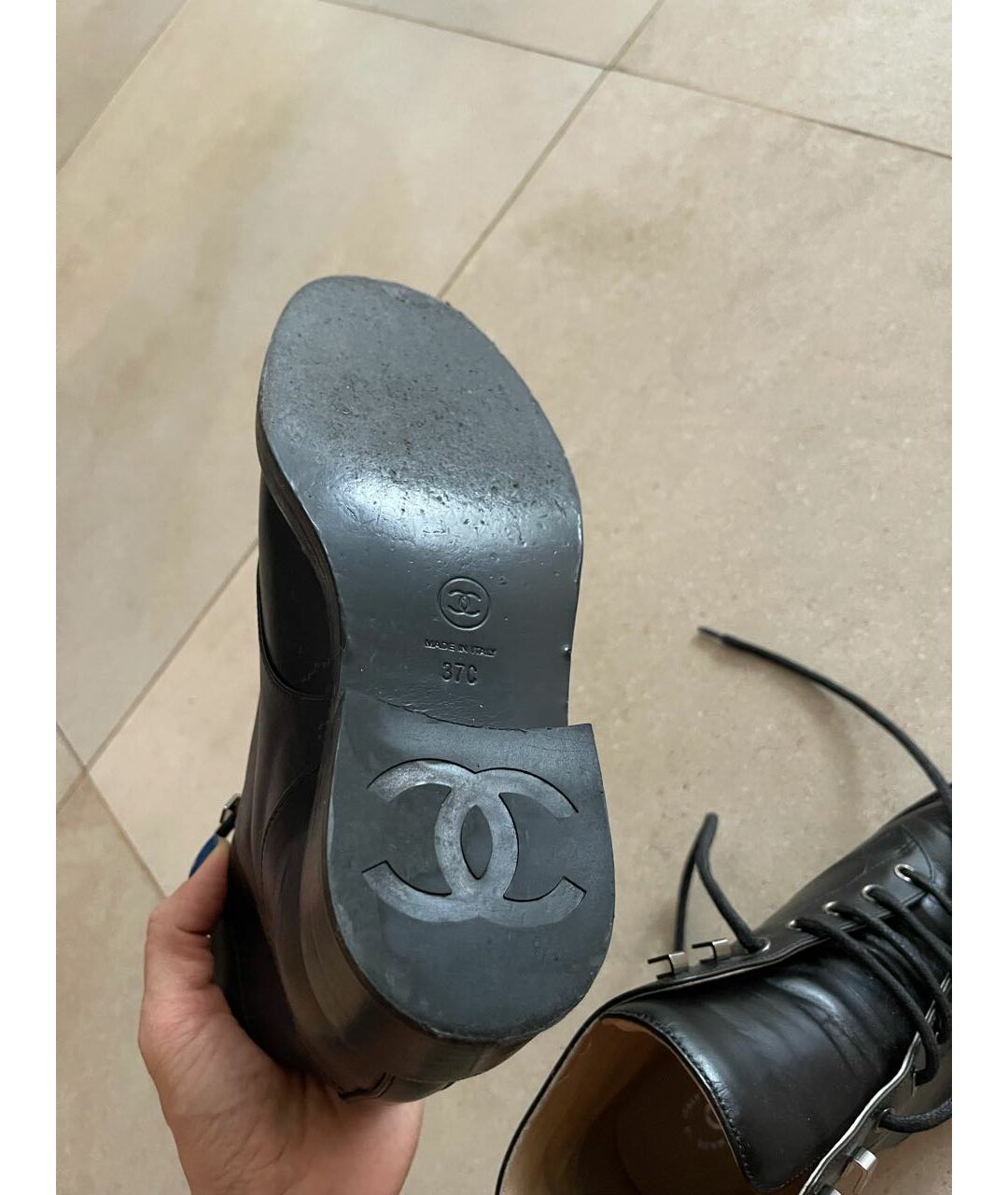 CHANEL PRE-OWNED Черные кожаные ботинки, фото 5