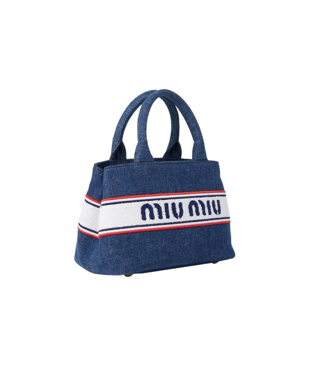 MIU MIU Синяя хлопковая сумка через плечо, фото 2