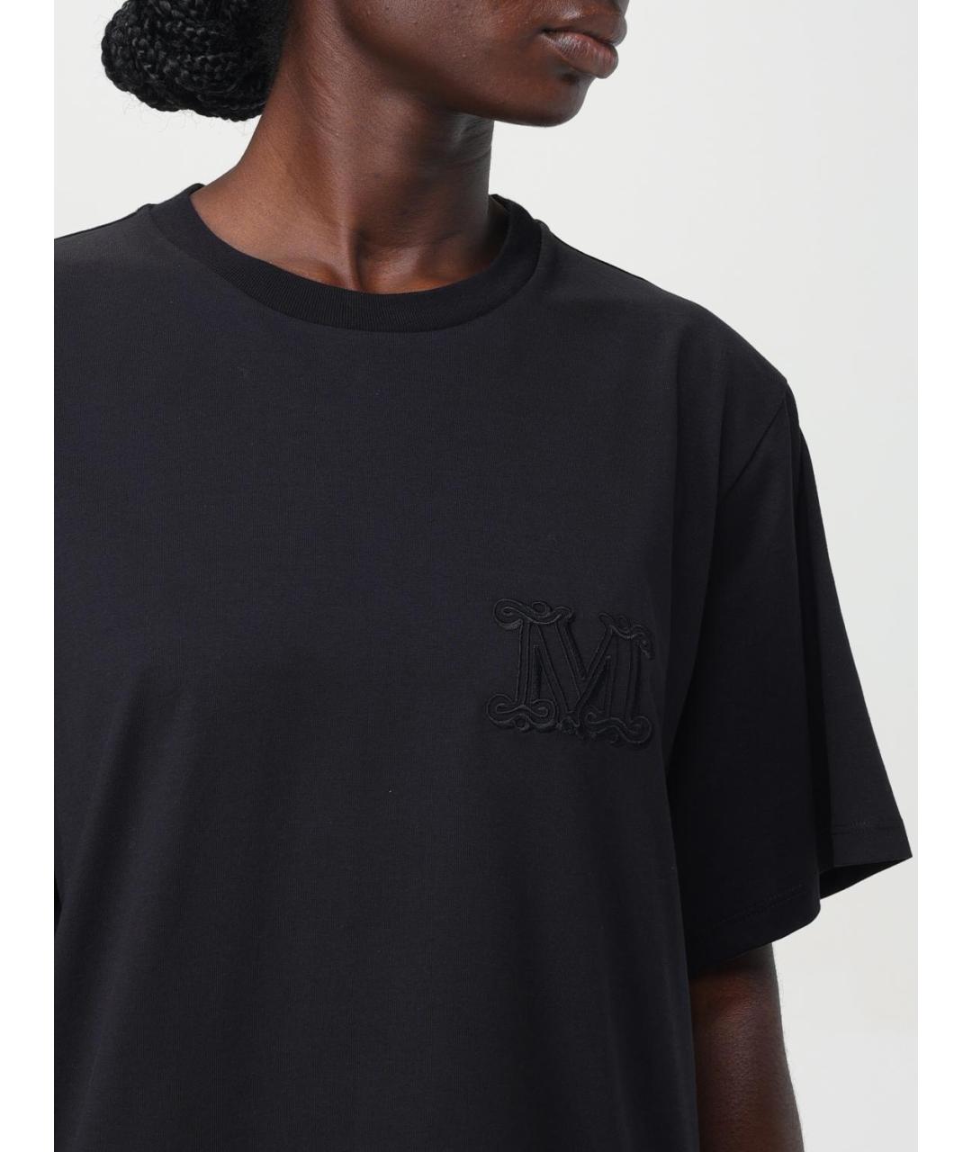 MAX MARA Черная хлопковая футболка, фото 5