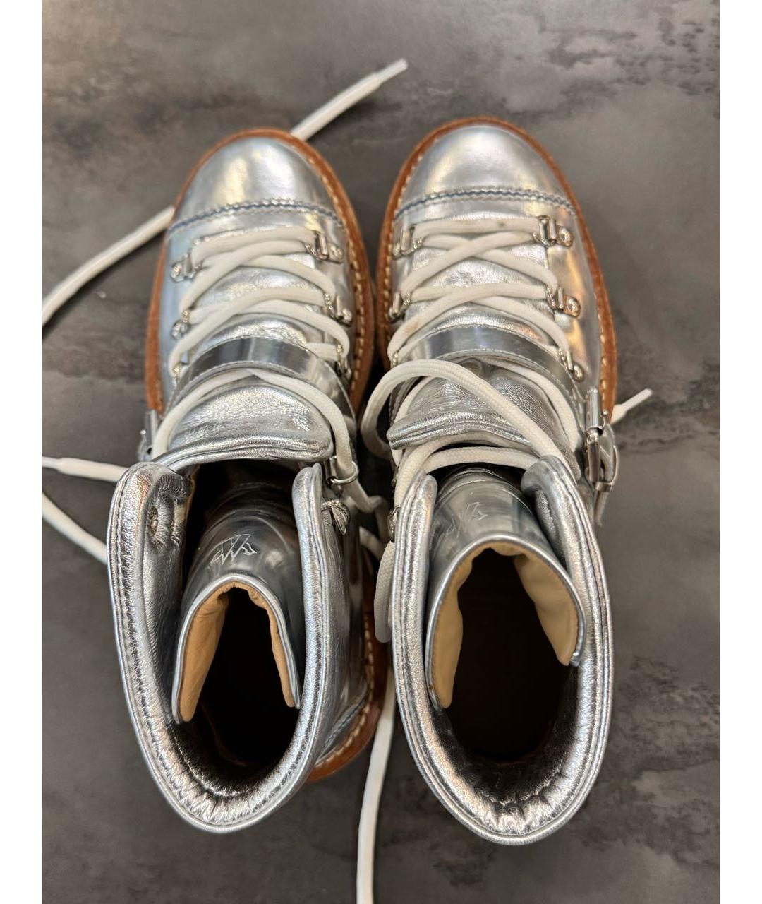 MONCLER Серебряные кожаные ботинки, фото 3