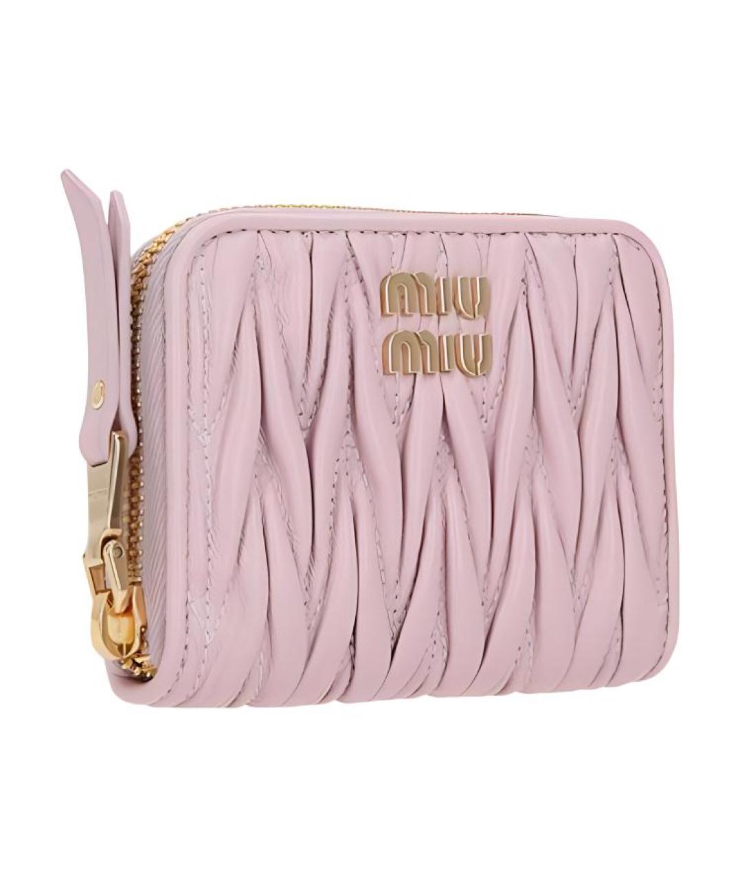 MIU MIU Розовый кожаный кошелек, фото 2