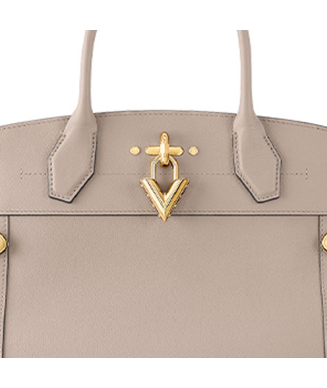 LOUIS VUITTON Бежевая кожаная сумка с короткими ручками, фото 5