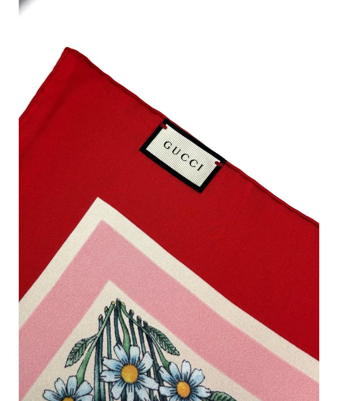 GUCCI Красный шелковый платок, фото 6