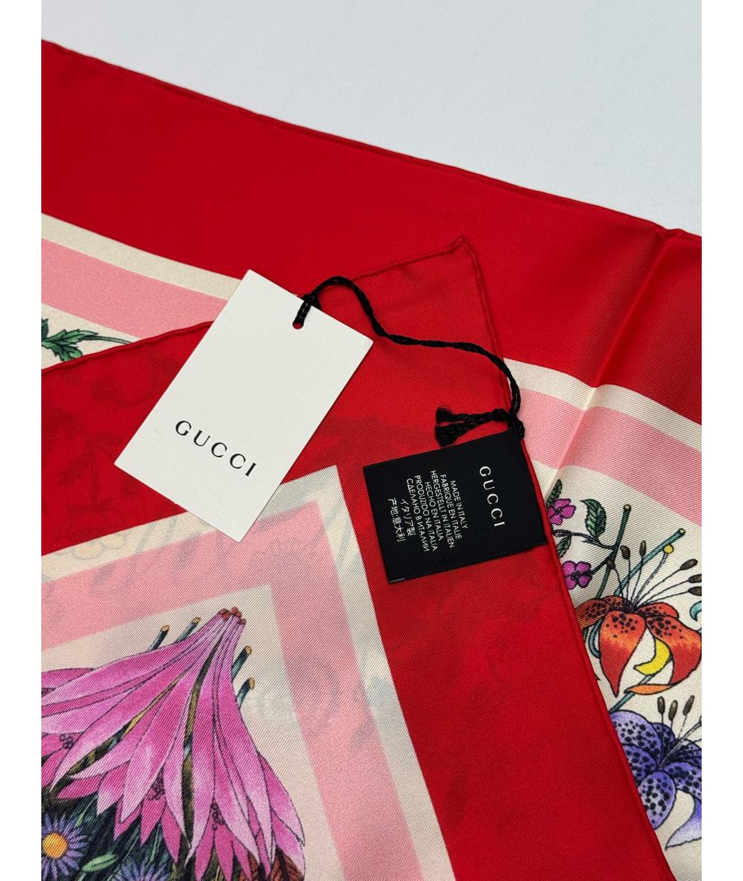 GUCCI Красный шелковый платок, фото 4