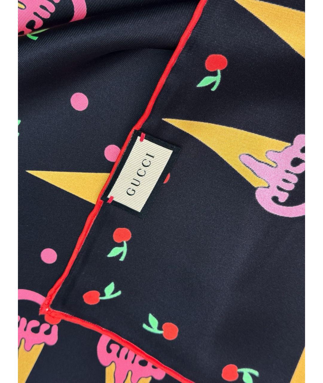 GUCCI Черный шелковый платок, фото 5