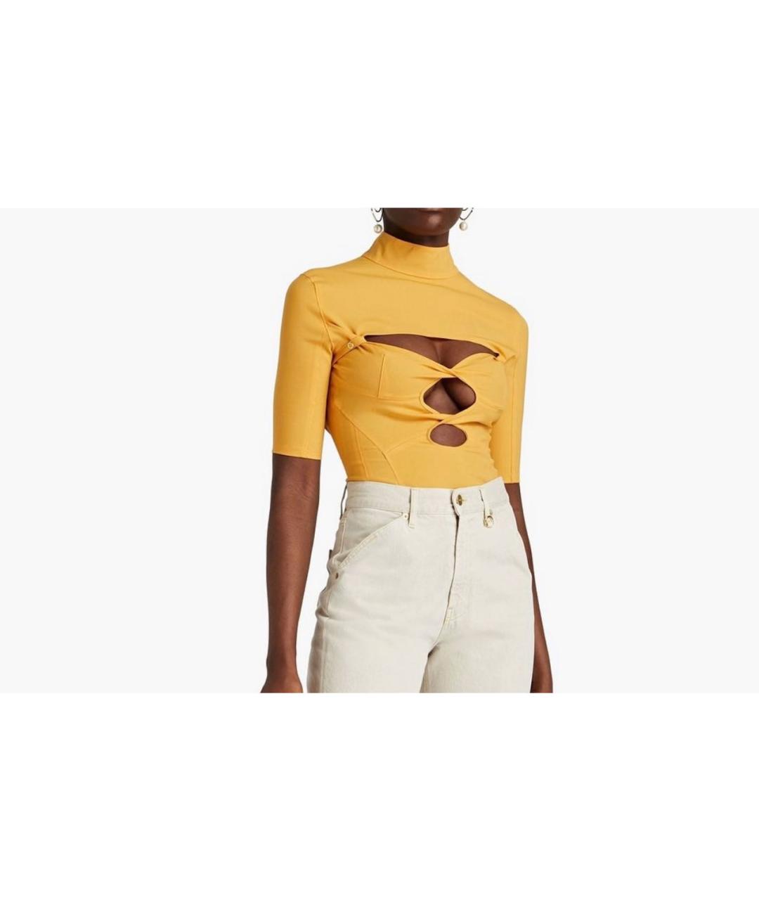 JACQUEMUS Черная полиэстеровая футболка, фото 4