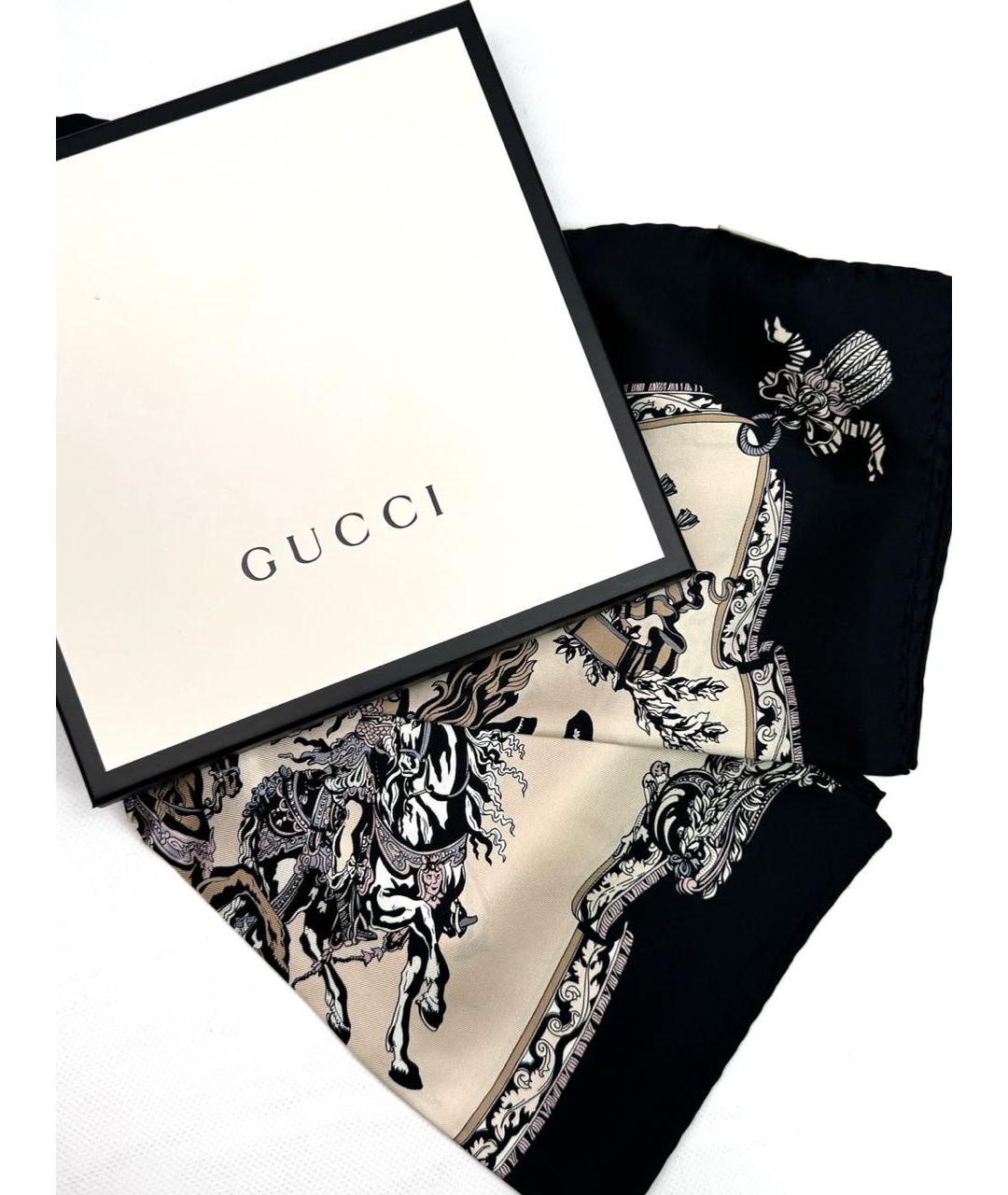 GUCCI Бежевый шелковый платок, фото 7