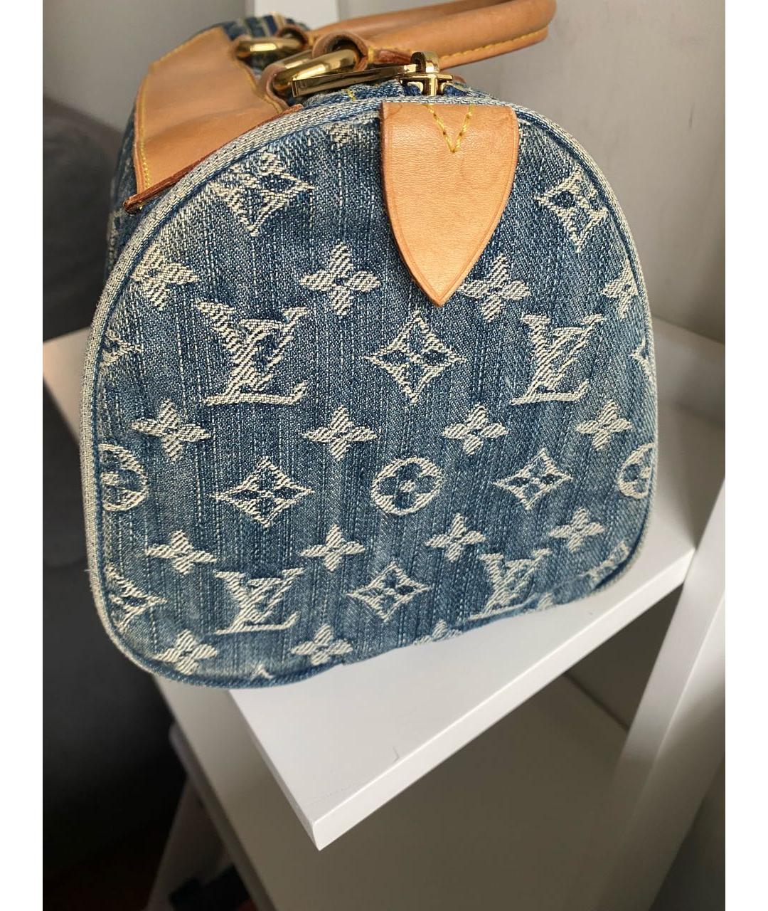 LOUIS VUITTON Синяя деним сумка с короткими ручками, фото 5