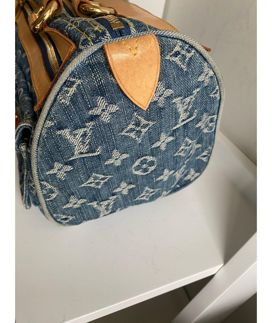 LOUIS VUITTON Синяя деним сумка с короткими ручками, фото 4