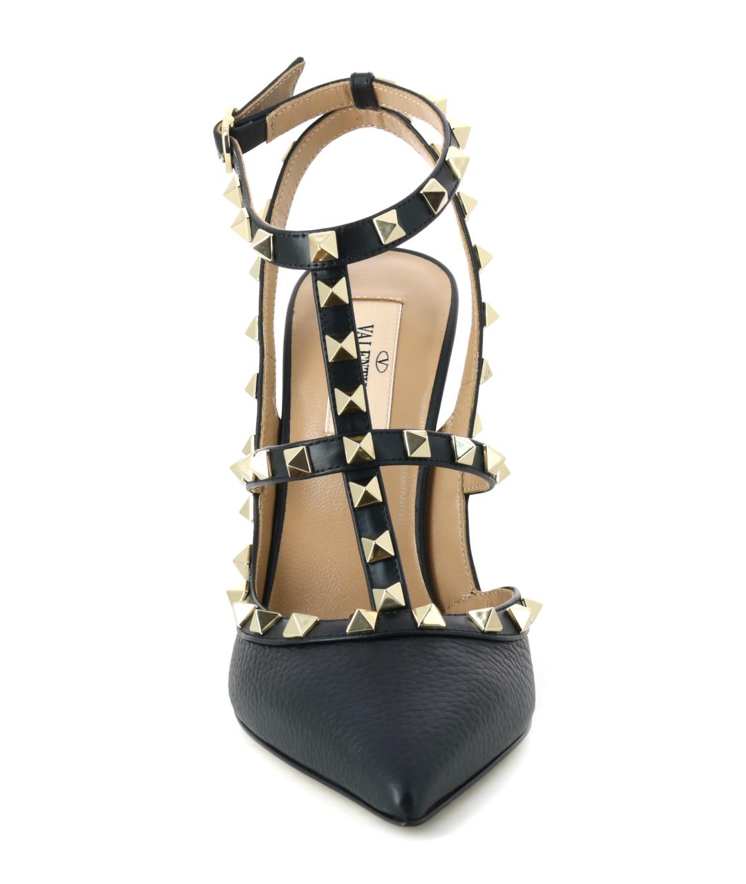 VALENTINO Черные кожаные босоножки, фото 4